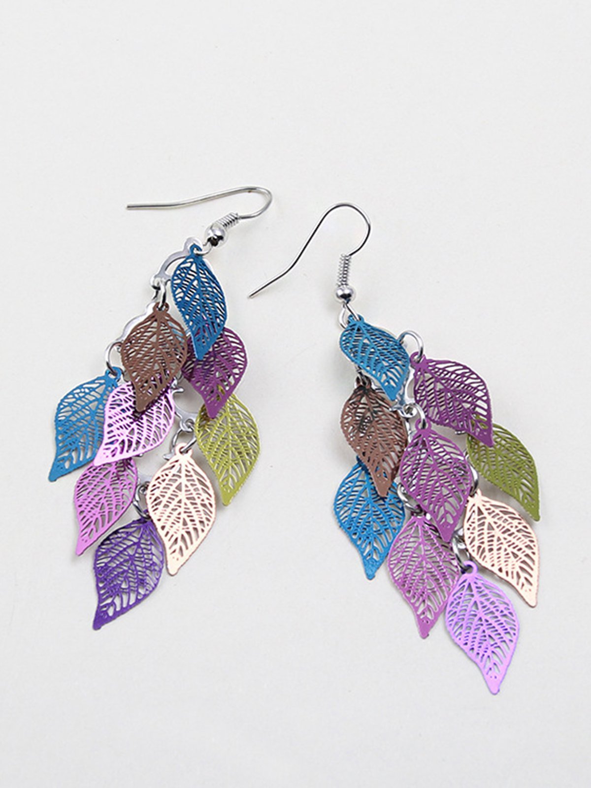 Mostata Womens Leaf Copper Colorful Earring