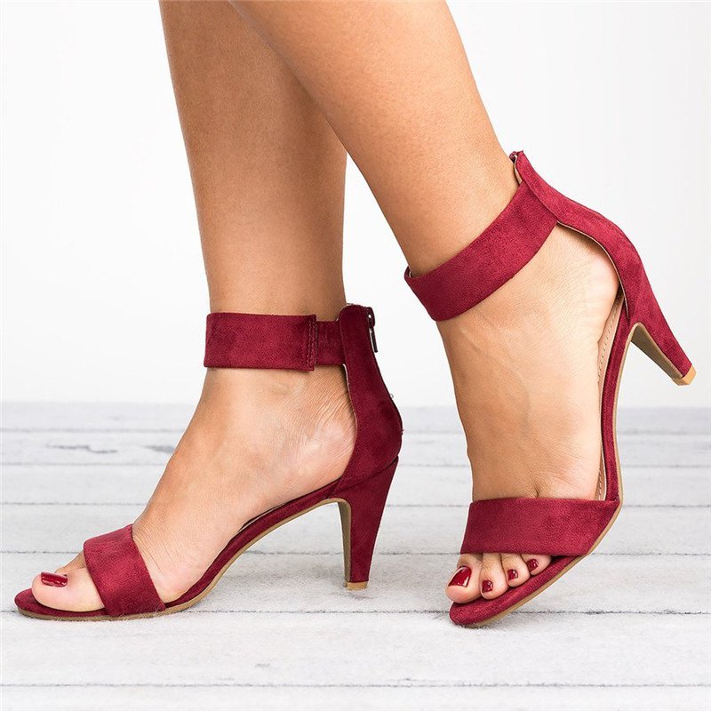 Mostata Women Middle Heel Sandal leopard Ankle Strap Shoes