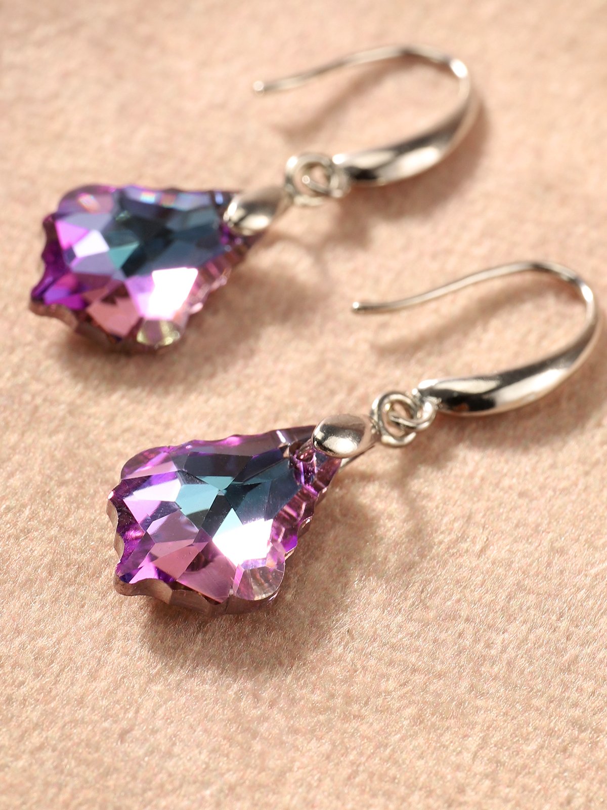 Casual Natural Irregular Gradient Crystal Drop Earrings