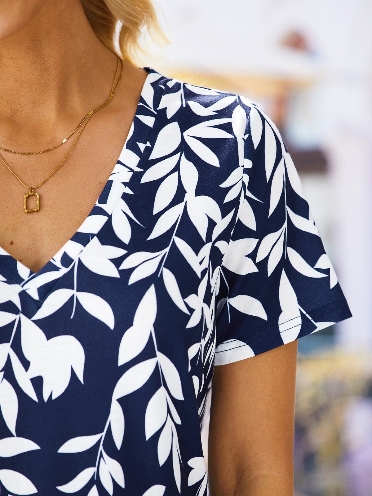 V Neck Casual Loose Jersey T-Shirt