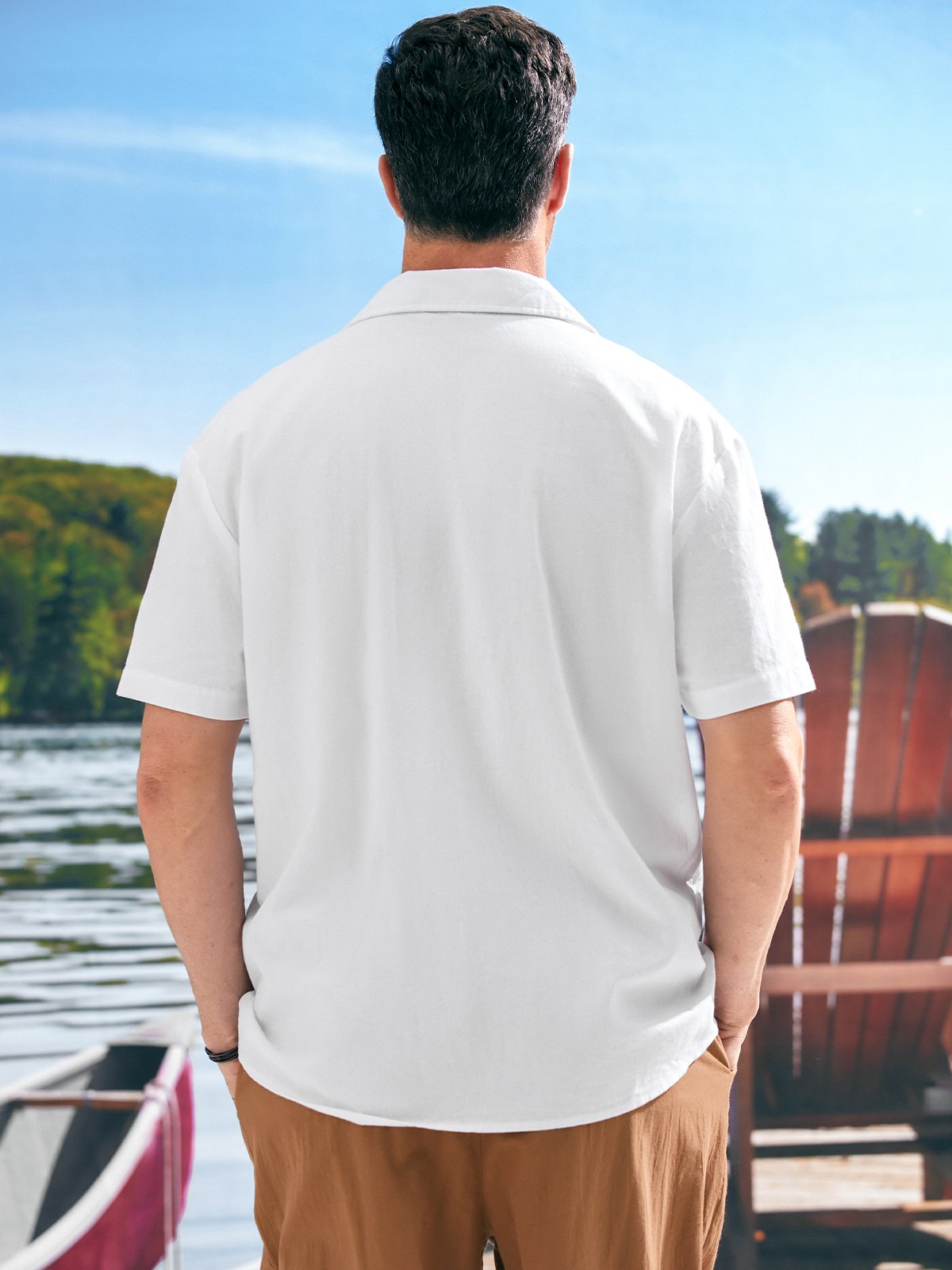 Cotton Chest Pocket Short Sleeve Guayabera Shirt
