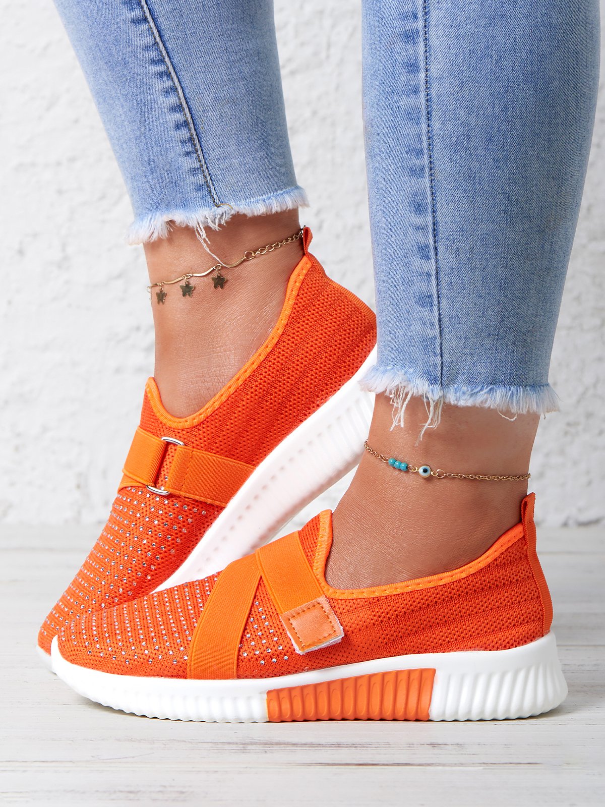 Rhinestone Flyknit Breathable Upper Sneakers