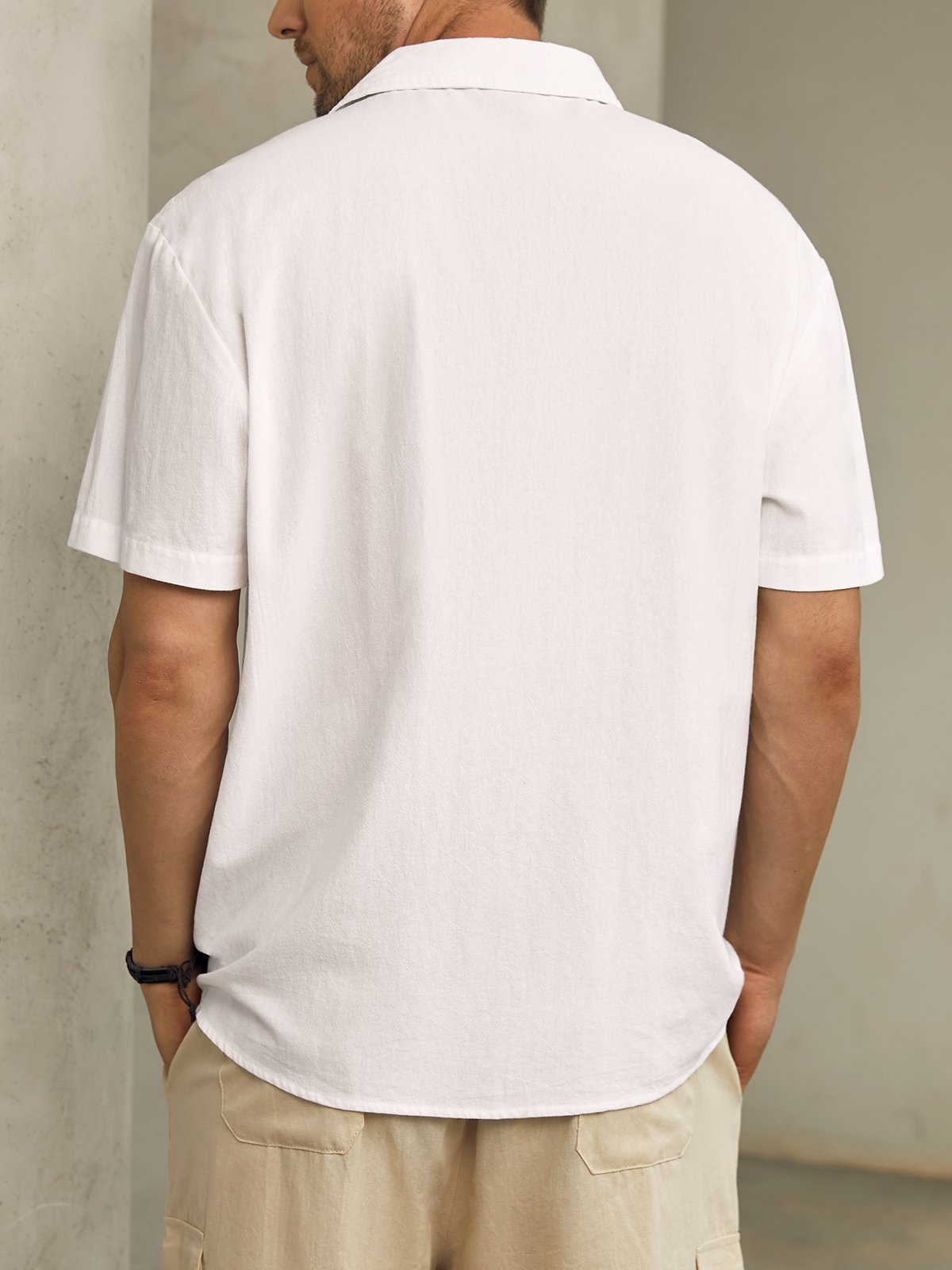 Cotton Chest Pocket Short Sleeve Guayabera Shirt
