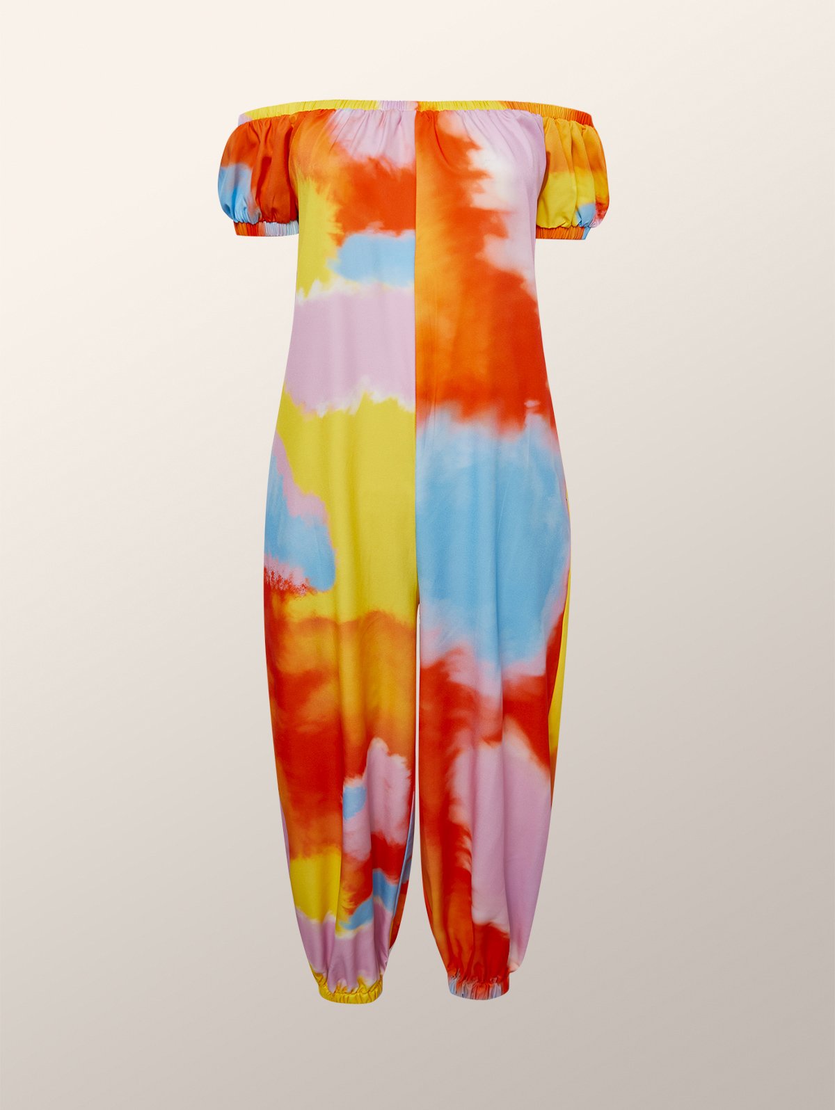 Gradient Pattern Casual Cold Shoulder Jumpsuit