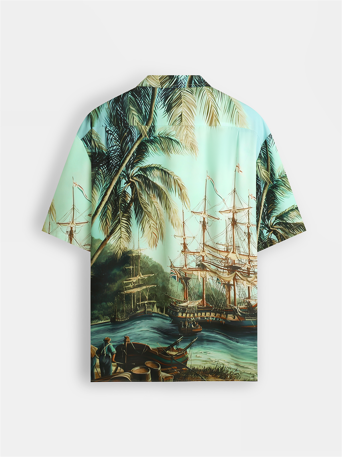 Coconut Tree Chest Pocket Short Sleeve Hawaiian Shirt