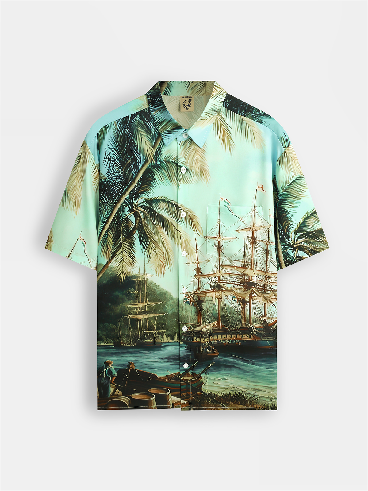 Coconut Tree Chest Pocket Short Sleeve Hawaiian Shirt