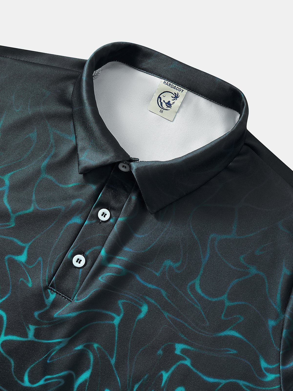 Ombre Abstract Geometric Button Short Sleeve Polo Shirt