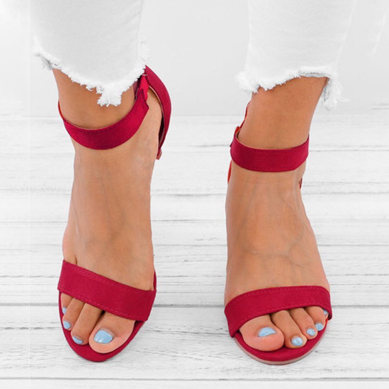 Mostata Women Middle Heel Sandal leopard Ankle Strap Shoes