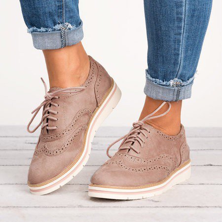 Mostata Women Lace Up Perforated Oxfords Shoes