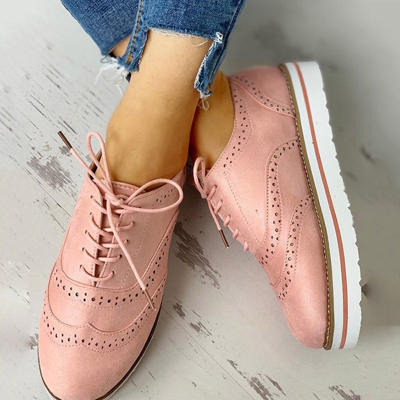 Mostata Women Lace Up Perforated Oxfords Shoes