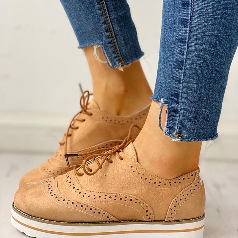 Mostata Women Lace Up Perforated Oxfords Shoes