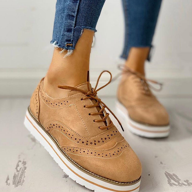 Mostata Women Lace Up Perforated Oxfords Shoes