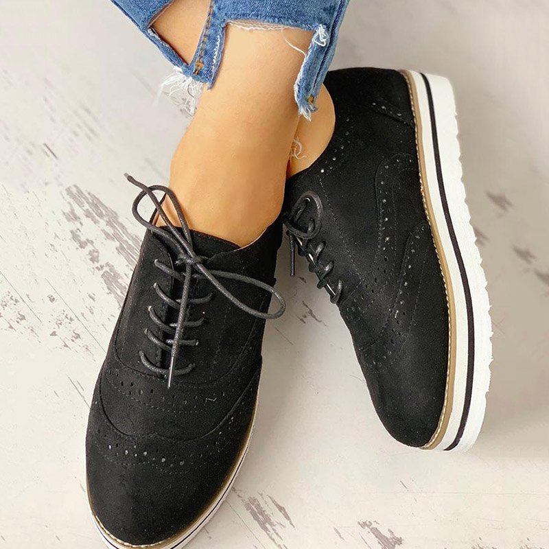 Mostata Women Lace Up Perforated Oxfords Shoes