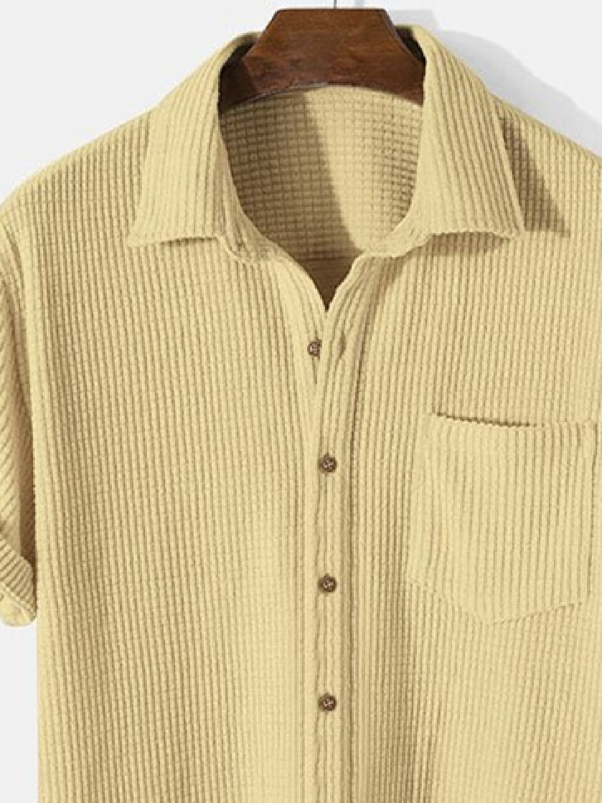 Plain Corduroy Shirt Collar Shirt