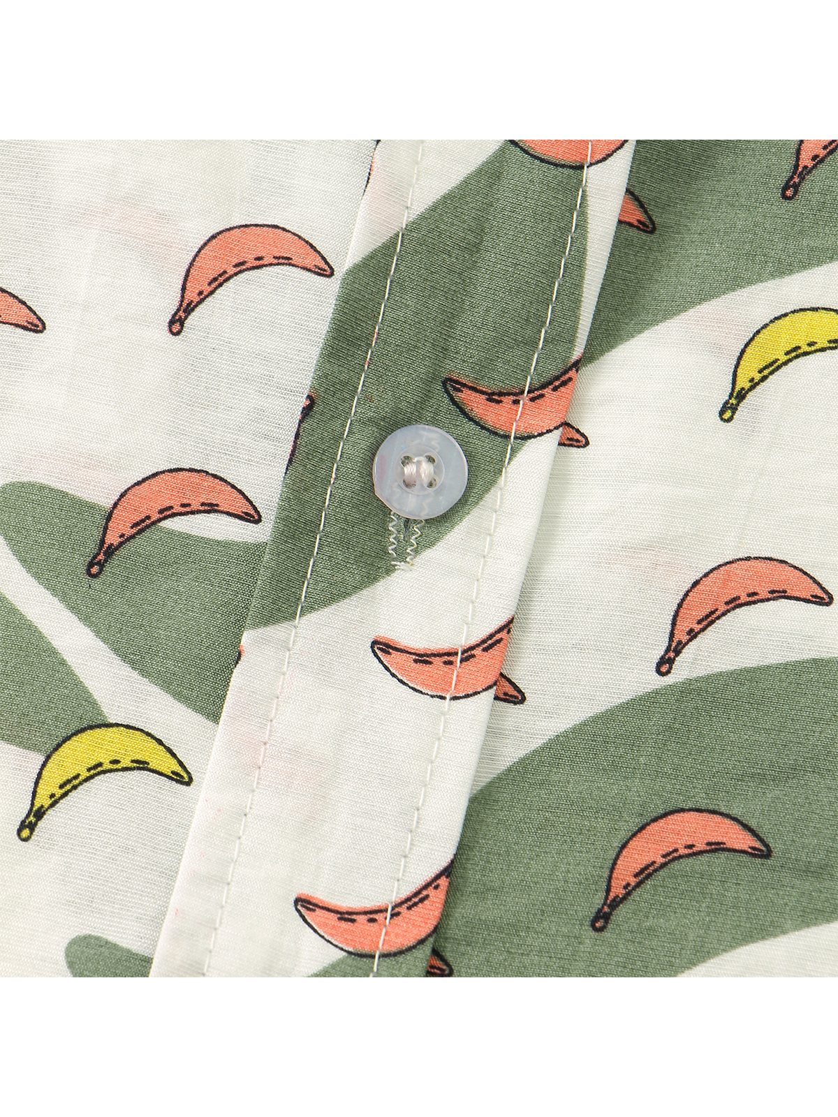 Cotton Linen Style Botanical Banana Print Lapel Cozy Linen Shirt