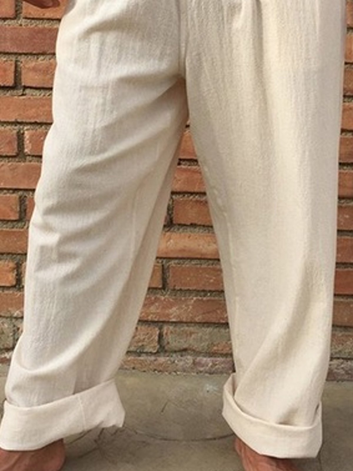 Men's Vintage Cotton Linen Elastic Waist Casual Trousers