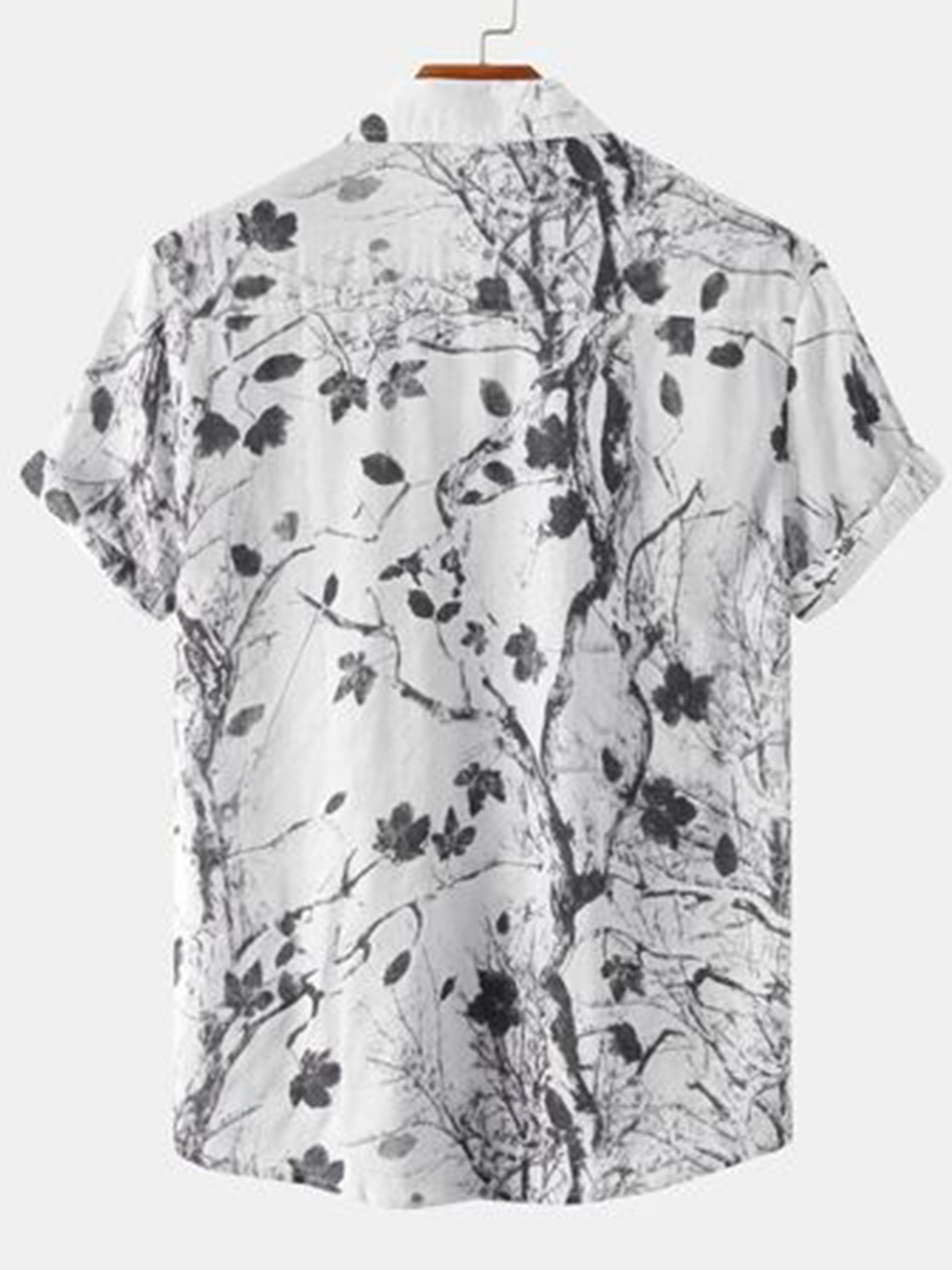 Cotton and Linen Style American Casual Plant Flower Versatile Linen Shirt