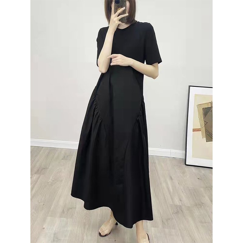 Solid Loosen Elegant Short Sleeve Woven Dress