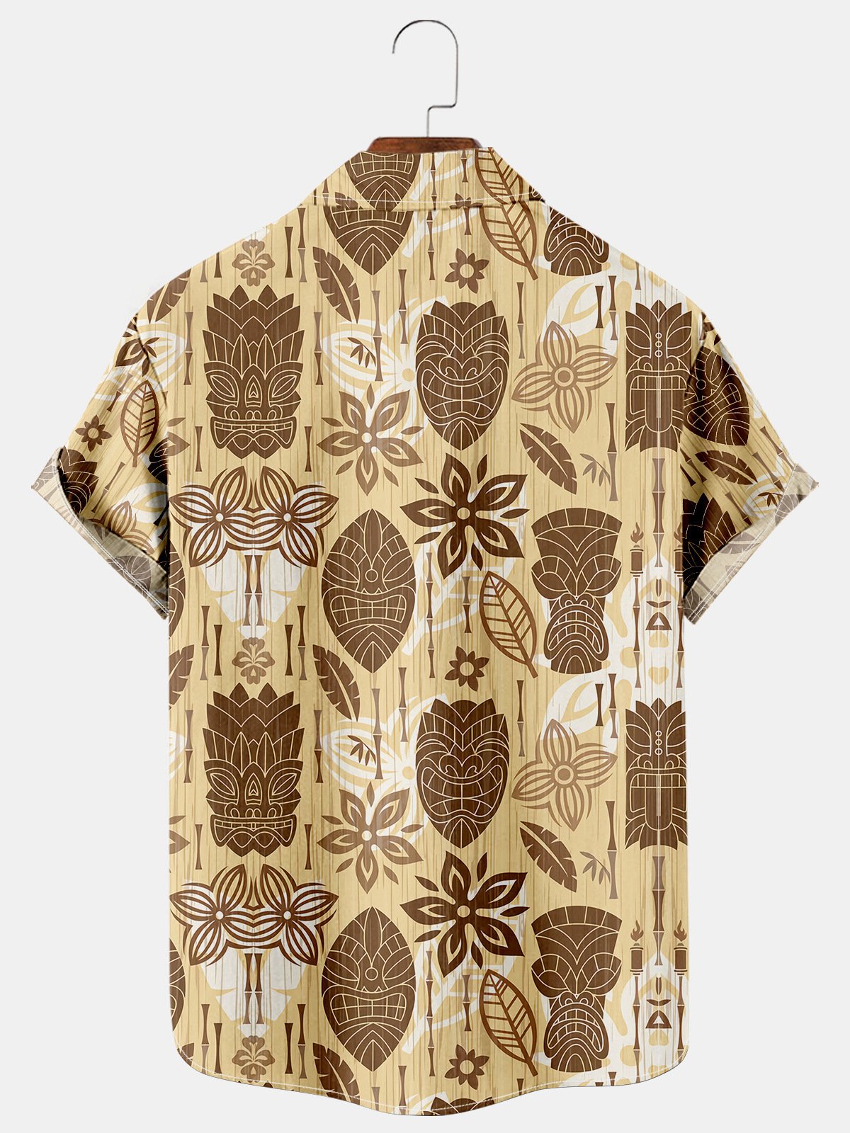 Mens Retro Aloha Hippie Print Lapel Loose Short Sleeve Funky Hawaiian Shirt