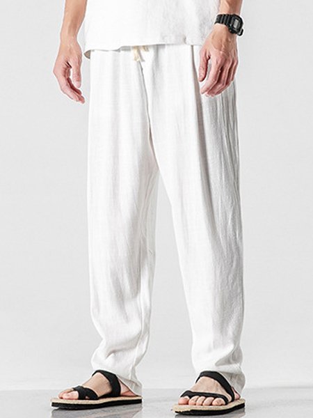 Men's Loose Linen Elastic Waist Trousers