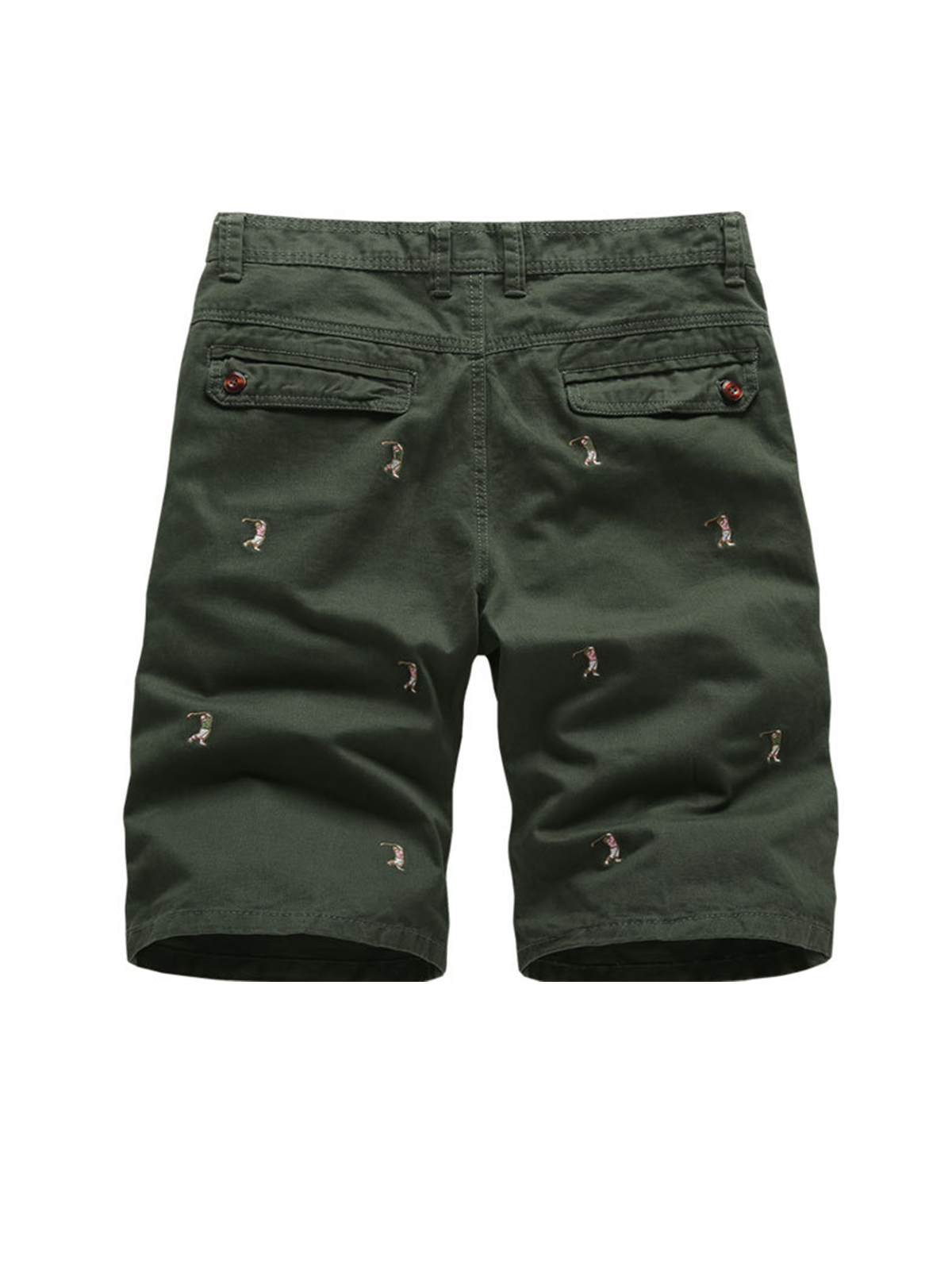 Casual Style Men's Straight Washed Golf Embroidered Cropped Pants