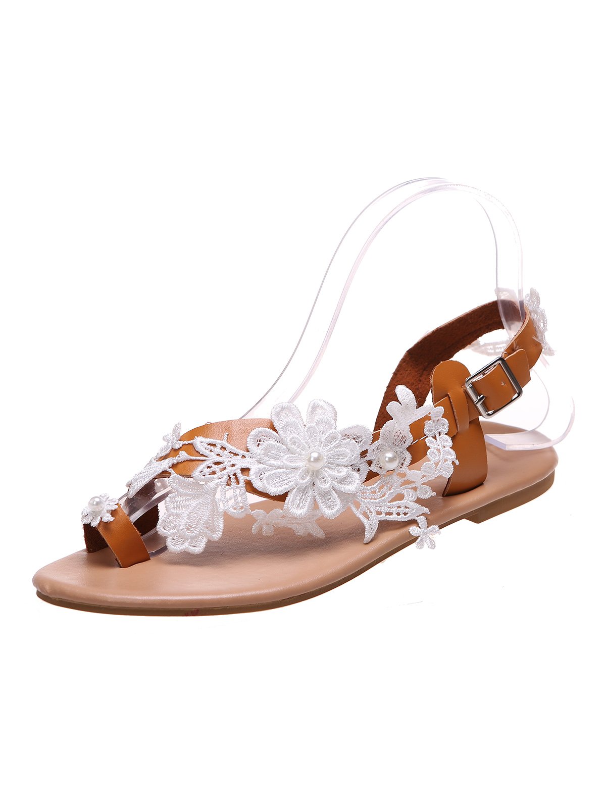 Women's Romantic White Flower Decorative Wedding Sandals