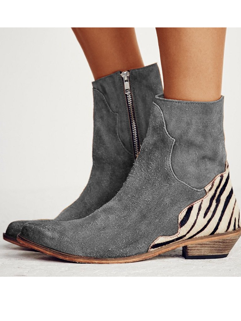 Split Joint Suede Winter Flat Heel Boots