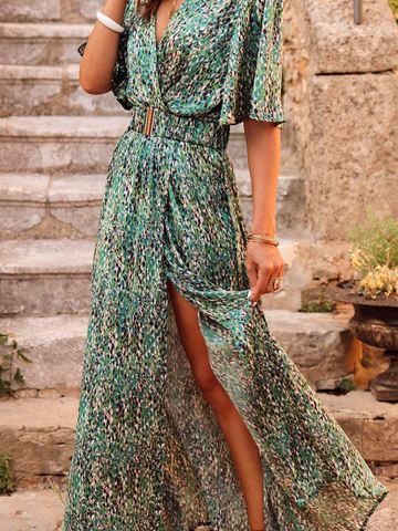 Vacation Disty Floral Short Sleeve Dress