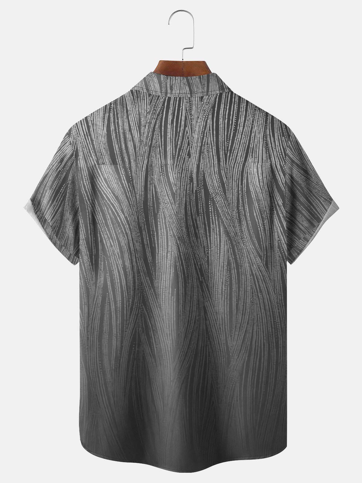 Ombre Abstract Geometric Chest Pocket Short Sleeve Casual Shirt