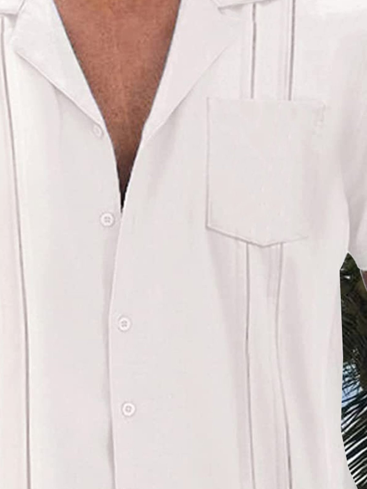Cotton Chest Pocket Short Sleeve Guayabera Shirt