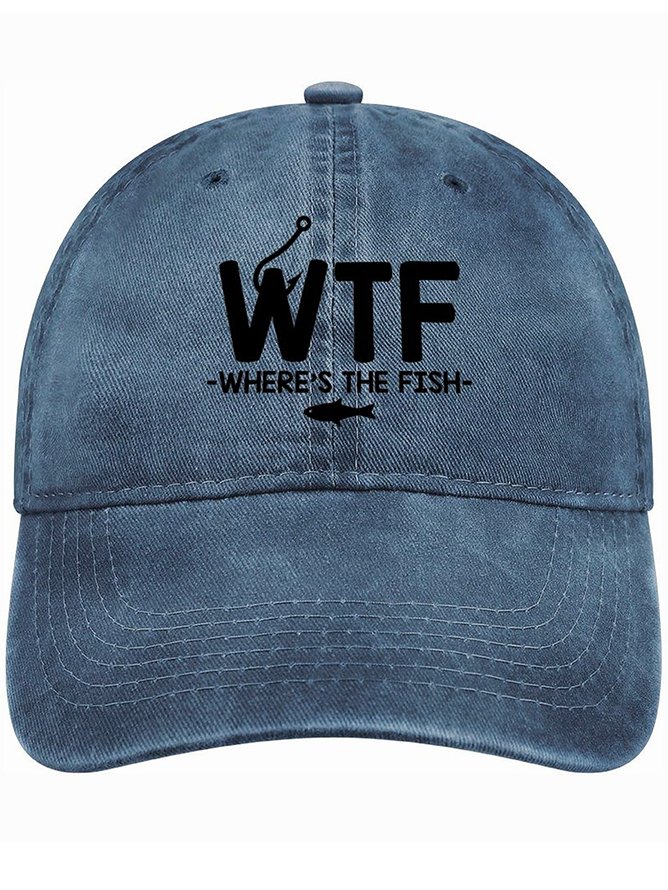 Men's /Women's WTF - Where's The Fish Graphic Printing Regular Fit Adjustable Denim Hat