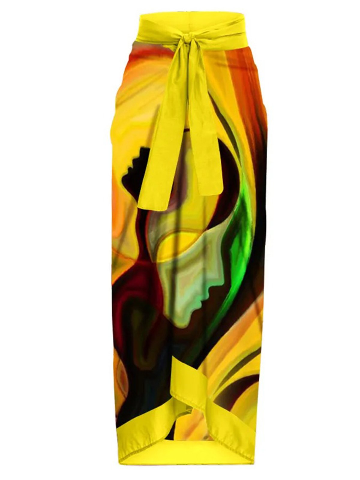 Printing Square Neck Abstract Vacation One Piece With Cover Up