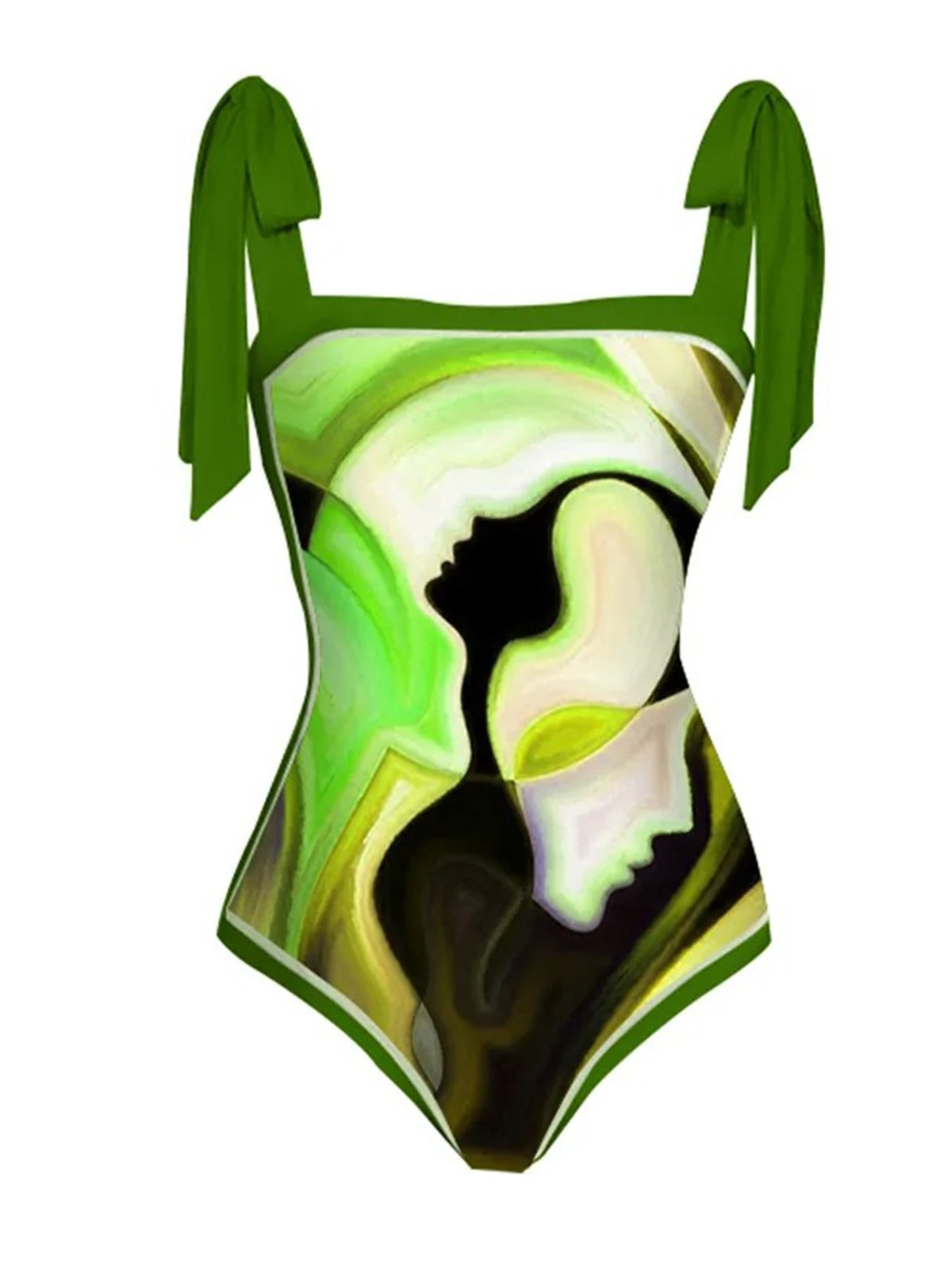 Printing Square Neck Abstract Vacation One Piece With Cover Up