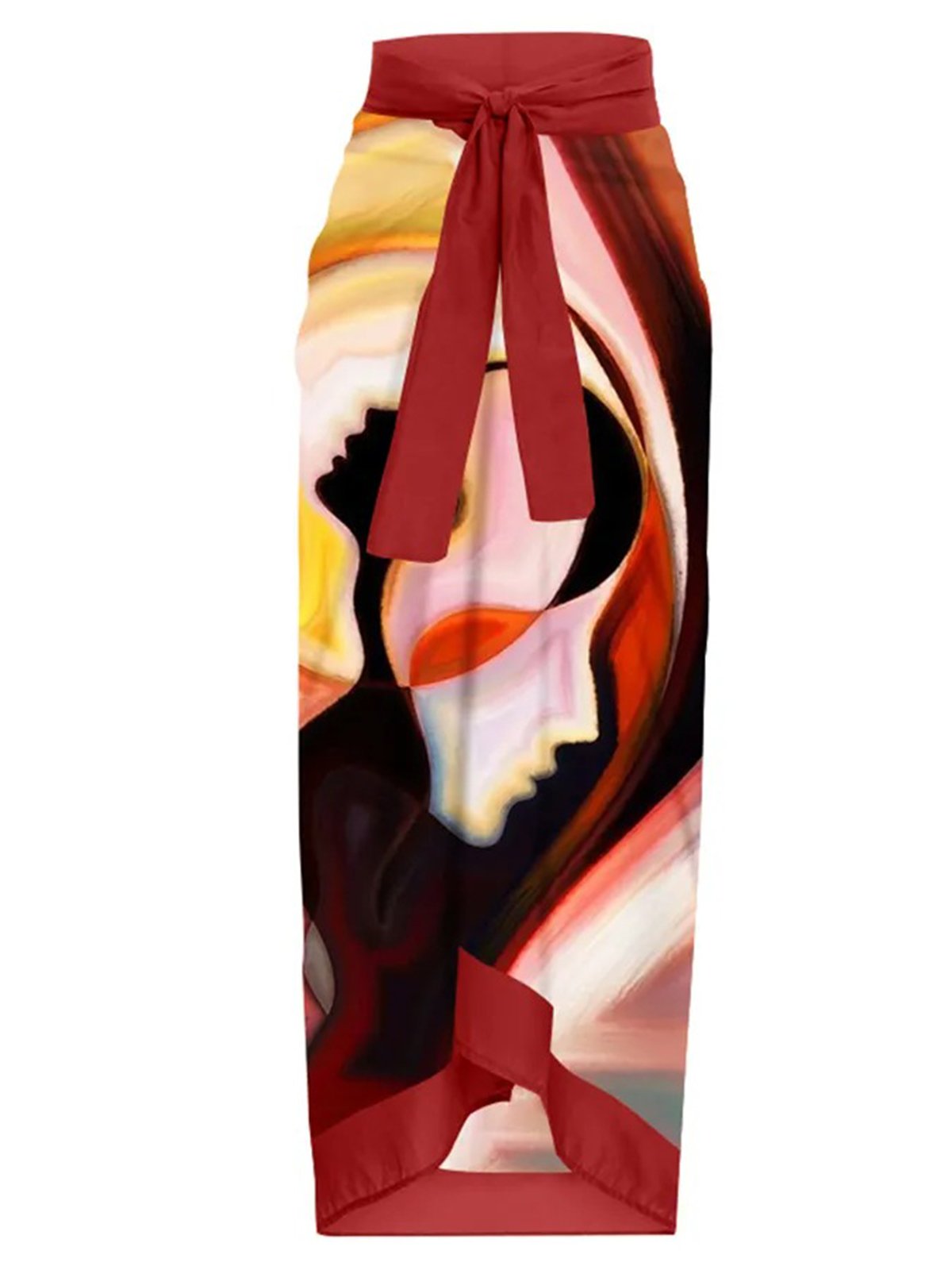 Printing Square Neck Abstract Vacation One Piece With Cover Up