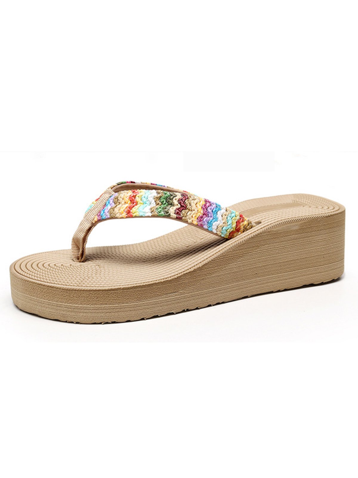 Women Multicolor Braided Beach Flip-Flops