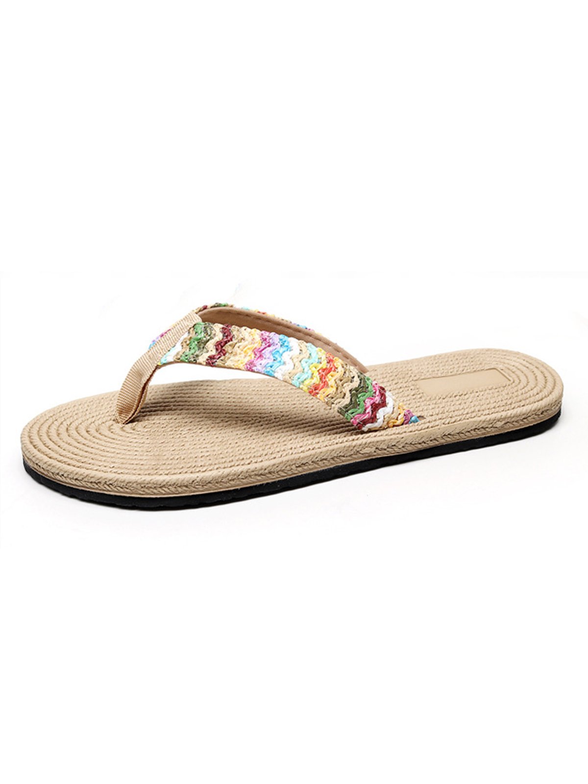 Women Multicolor Braided Beach Flip-Flops