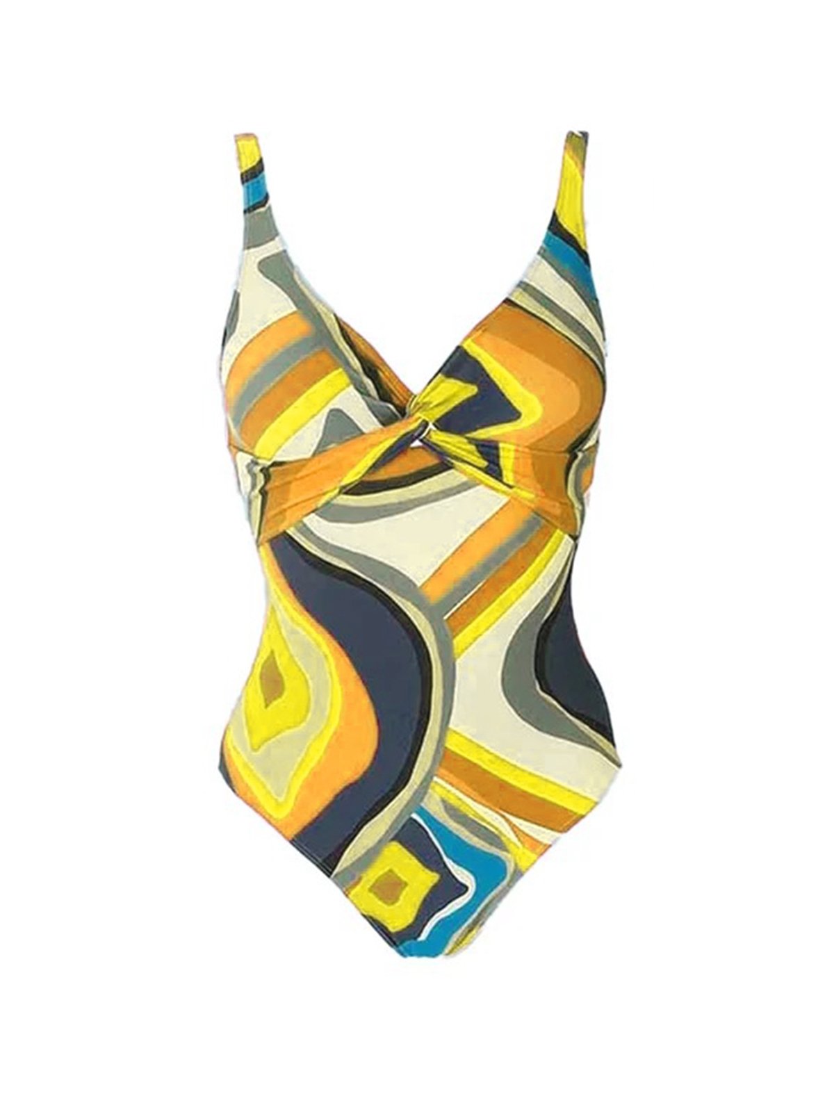 Casual Abstract Printing V Neck One Piece With Cover Up