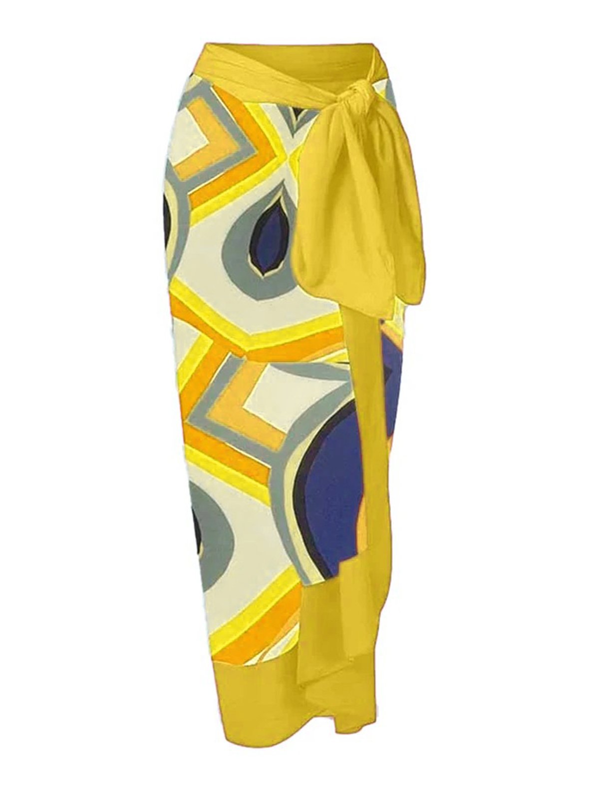 Casual Abstract Printing V Neck One Piece With Cover Up