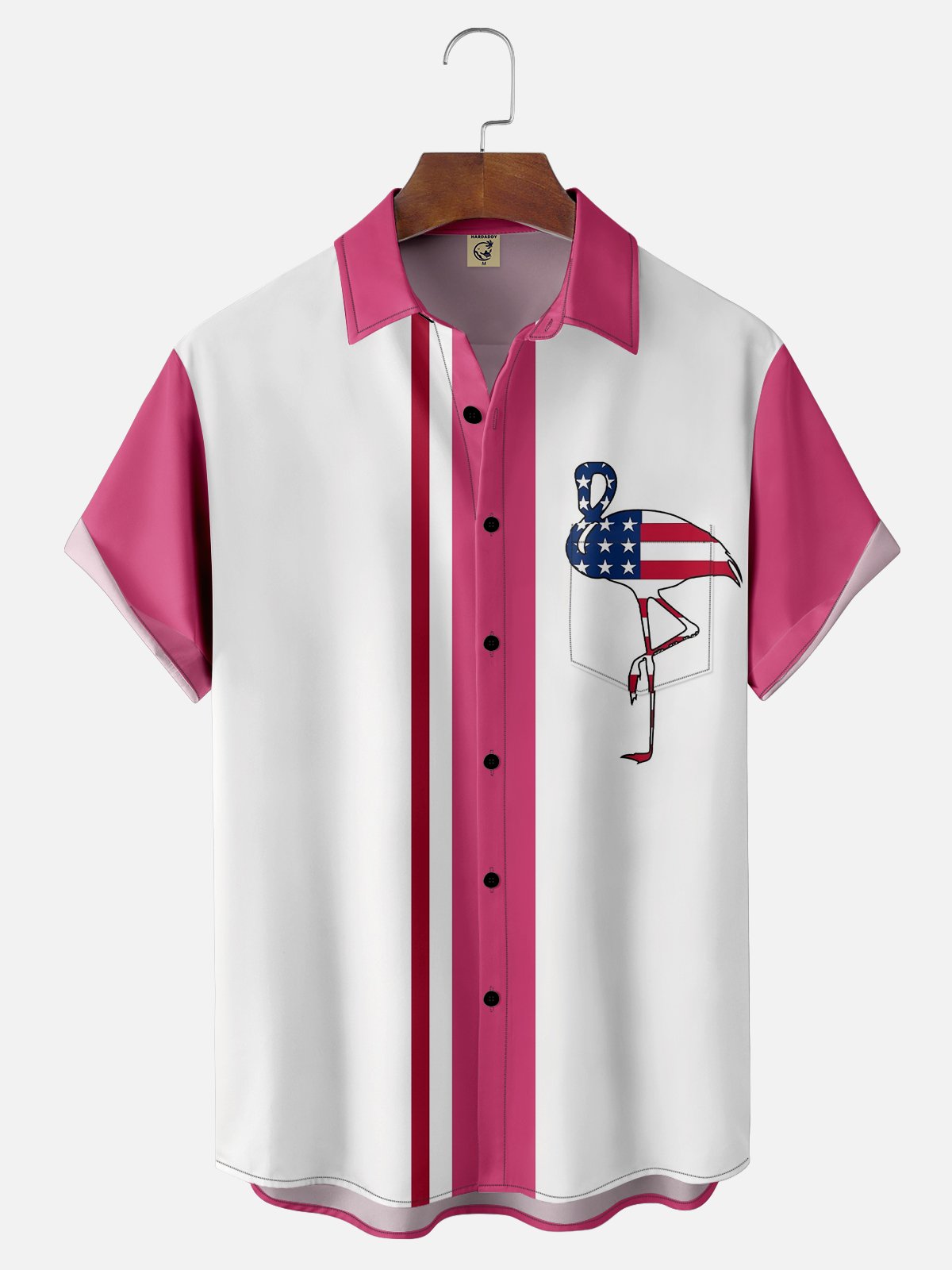 Flamingo Chest Pocket Short Sleeve Bowling Shirt