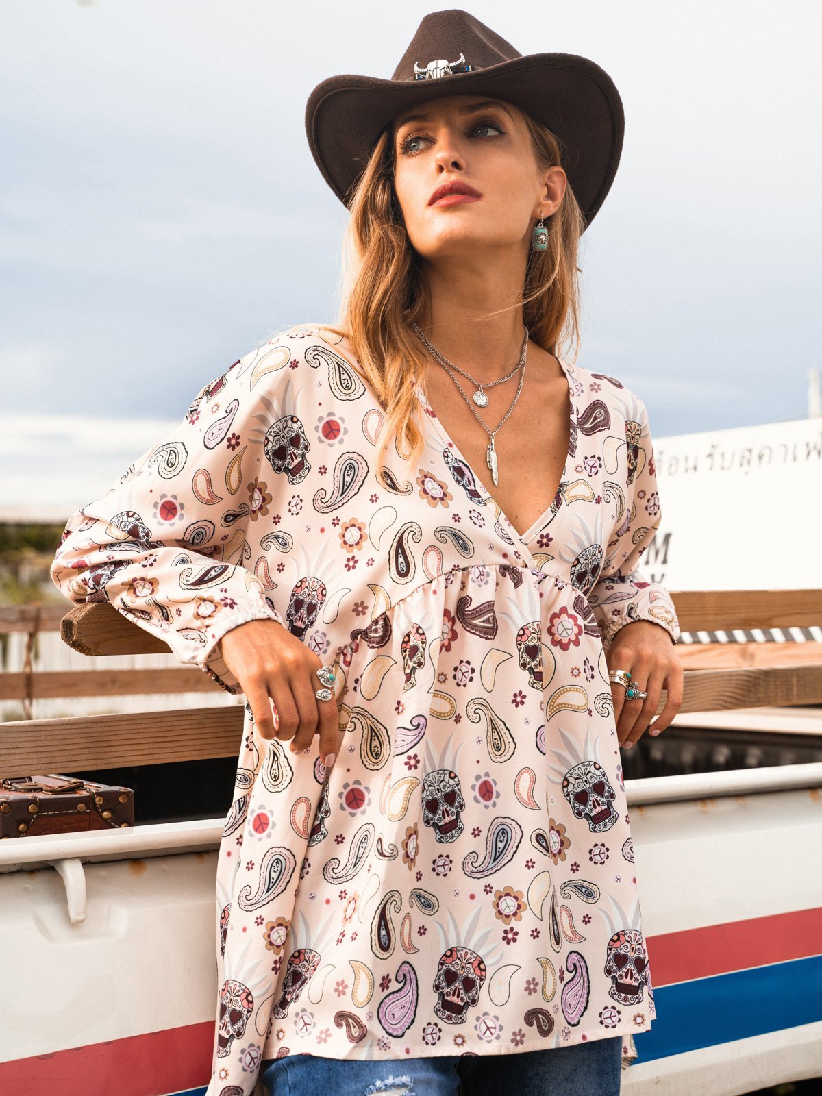 Creamy White Shift Long Sleeve Top