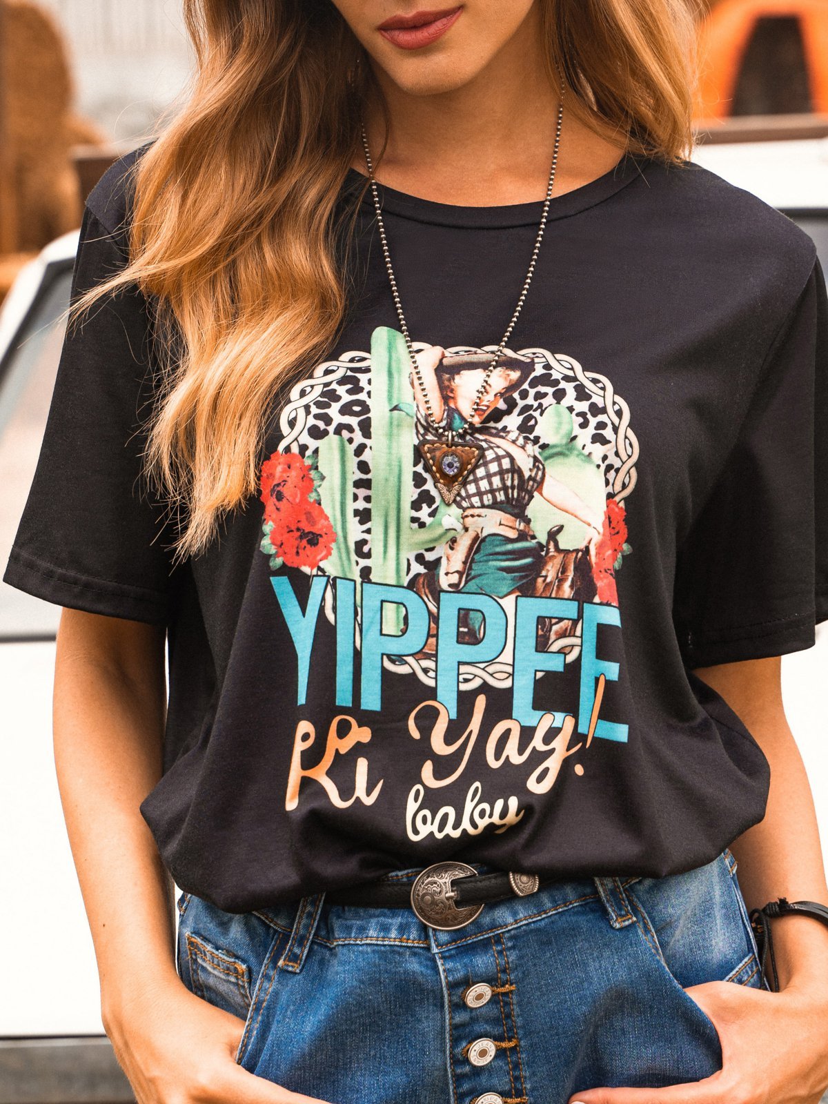 Black Jersey Vintage Short Sleeve Crew Neck T-shirt