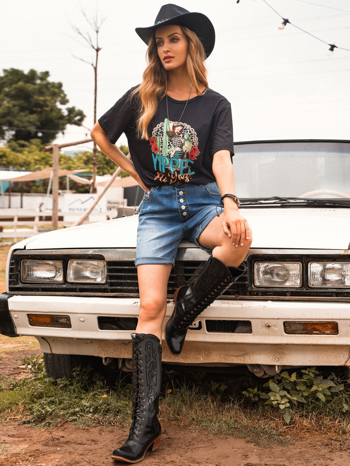 Black Jersey Vintage Short Sleeve Crew Neck T-shirt
