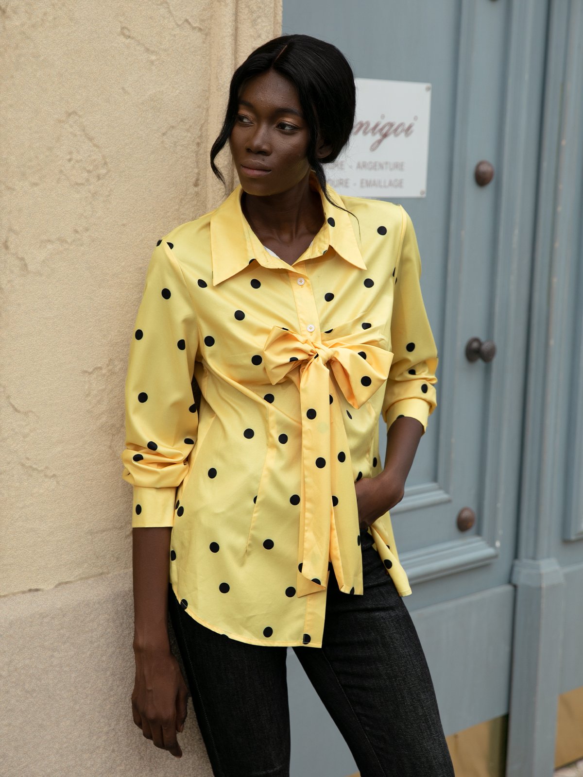 Shirt Collar Long Sleeve Casual Top