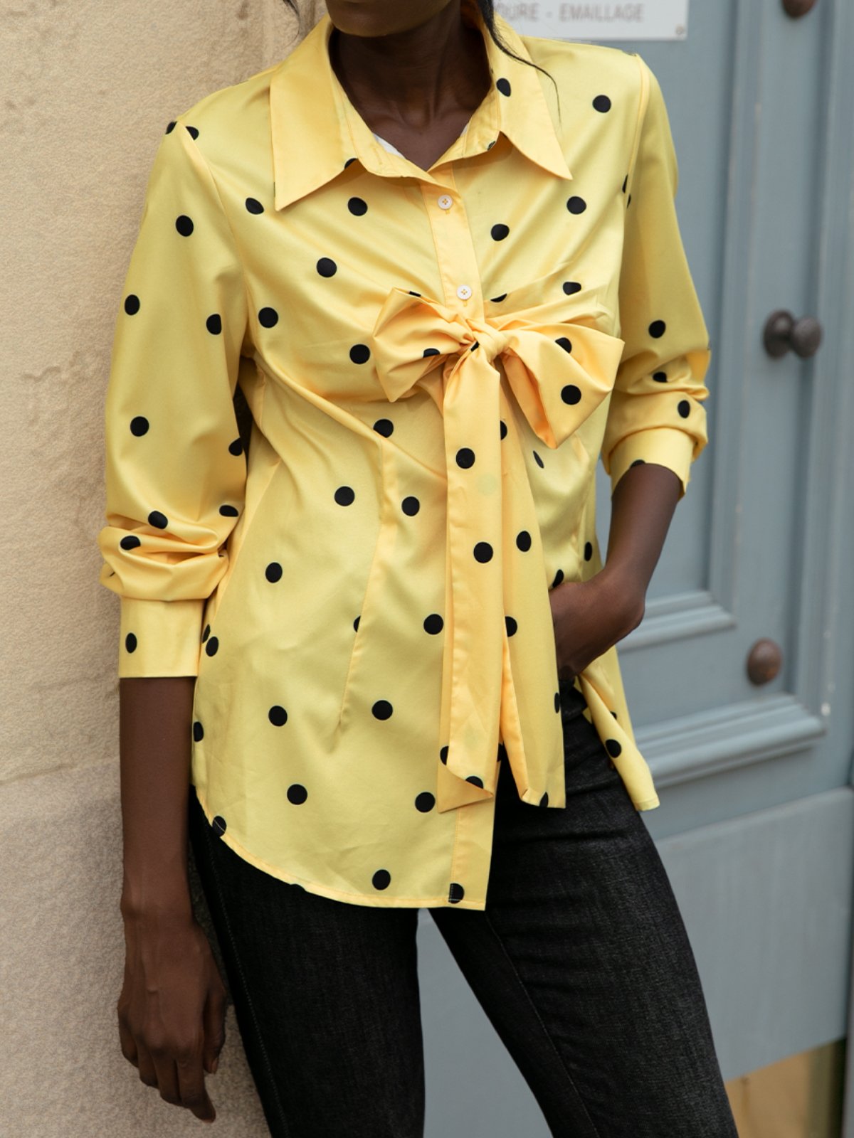 Shirt Collar Long Sleeve Casual Top