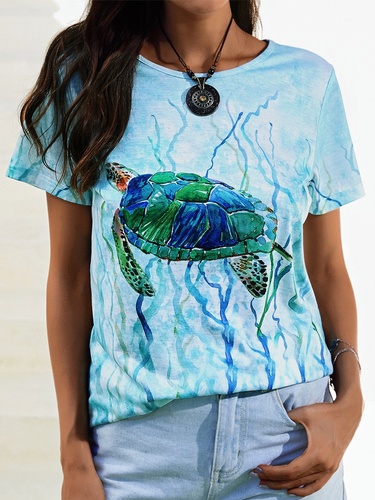 Turtles Short Sleeve Crew Neck Casual T-shirt