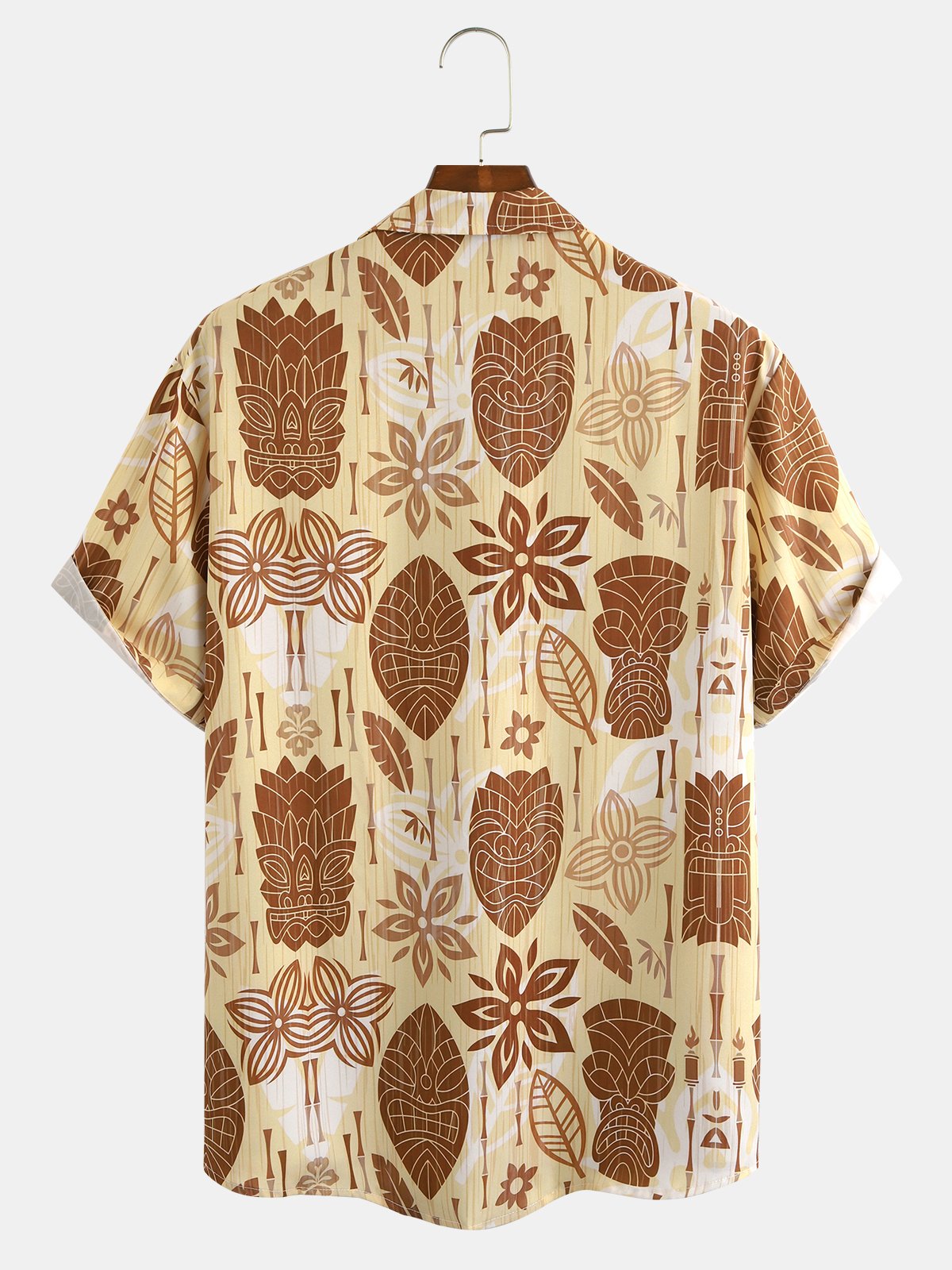 Mens Retro Aloha Hippie Print Lapel Loose Short Sleeve Funky Hawaiian Shirt