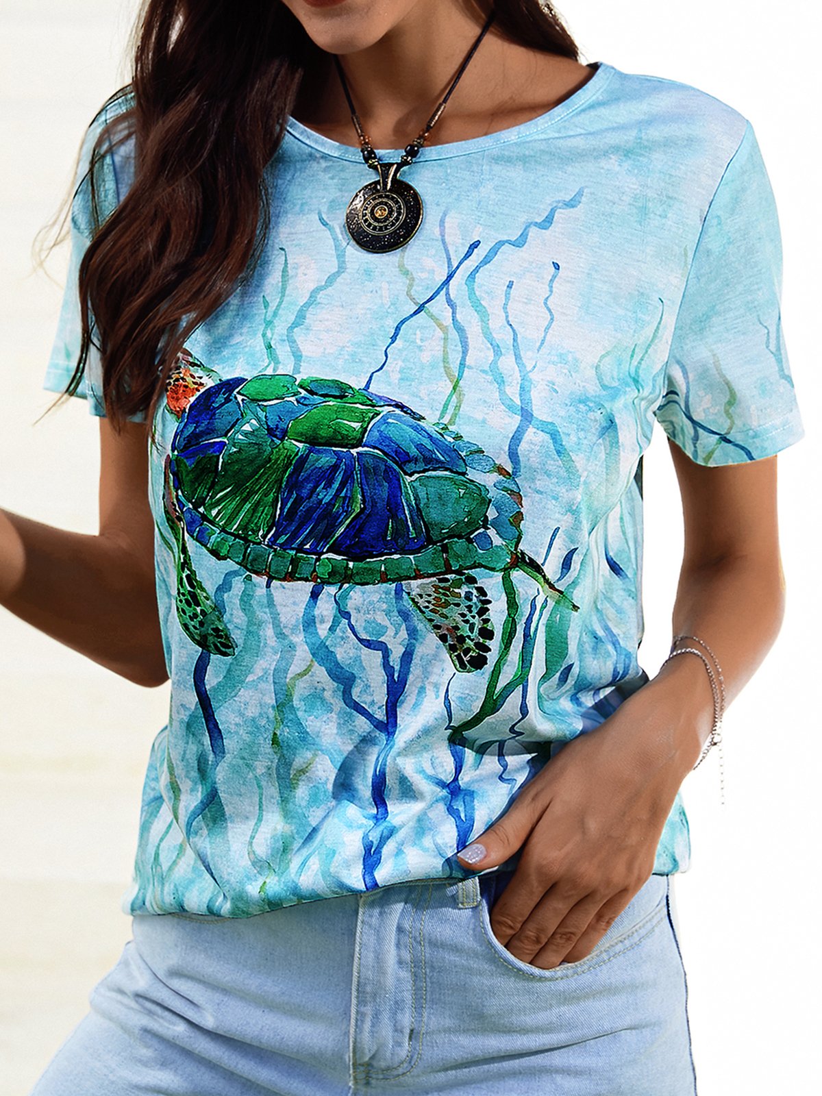 Turtles Short Sleeve Crew Neck Casual T-shirt