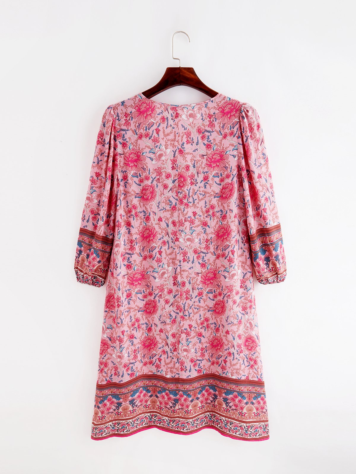 V Neck Casual Floral Loose Dress