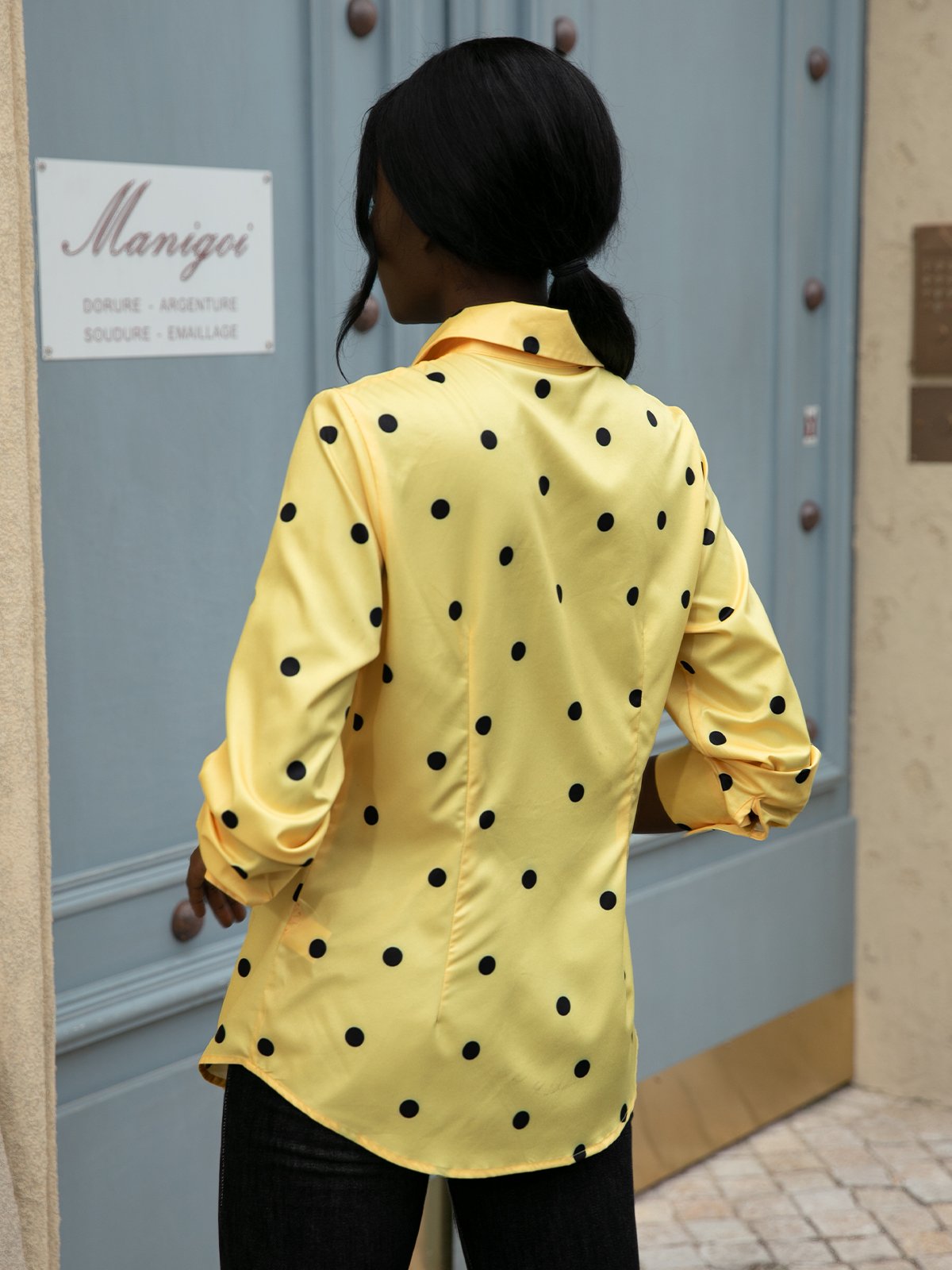 Shirt Collar Long Sleeve Casual Top
