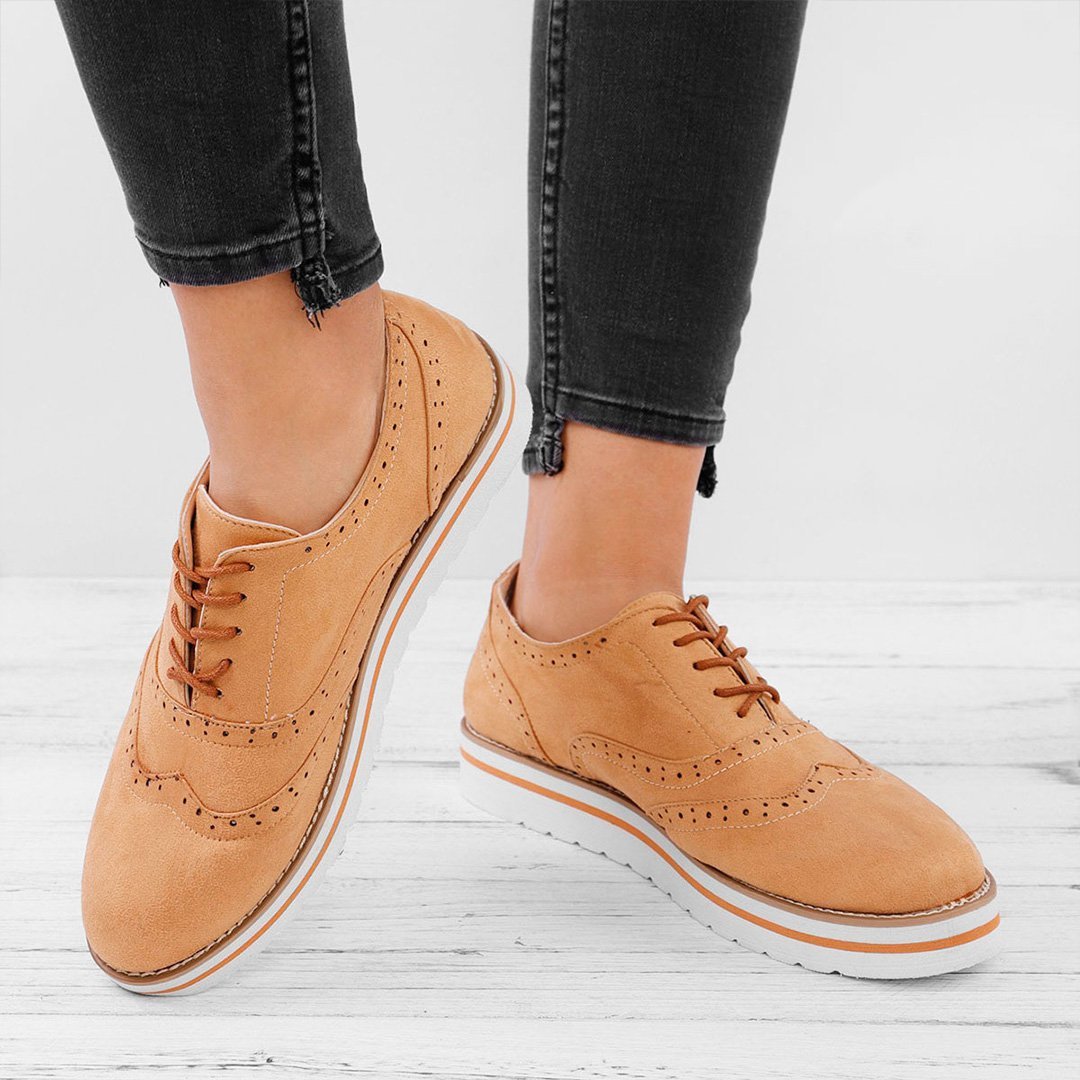 Mostata Women Lace Up Perforated Oxfords Shoes